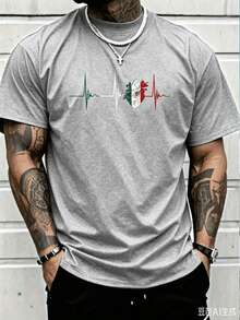 Cotton Graphic Tees100% Cotton Mexico Heart Mexico Flag Heartbeat EKG Pulse Mexican Pride T-Shirt Women's Men Graphic Teesummer Tops - Xám - Xem 8