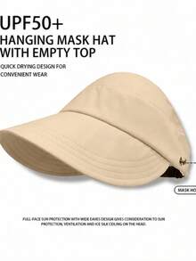 1pc Summer Wide-Brimmed Sun Hat For Women, UV Protection, Face-Shielding, Outdoor Cycling Non-Flip Foldable, With A Mesh Top For Ponytail Ventilation. - Multicolor - View 3