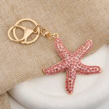 Llavero de lujo con forma de estrella de mar brillante con cristales, estilo playa y océano con strass, accesorio elegante para bolso, regalo para vacaciones de verano y uso diario - Multicolor - Ver 7