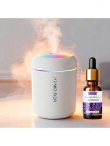 Portable Mini Mist Humidifier/Aromatherapy Diffuser + 10ml Essential Oil Aromatherapy Set, Cool Mist, USB Powered + Large Capacity Water Tank + LED Colorful Atmosphere Light, Suitable For Home/Office, Compact Air Conditioner Room Humidifier, New Year/Christmas Gift - one-size - View 18