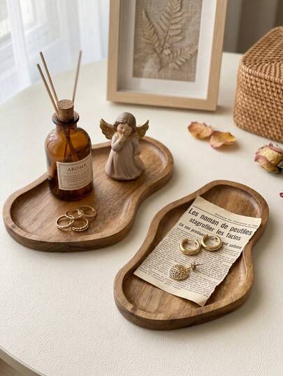 1pc Nordic Style Minimalist Creative Rosewood Tray, Jewelry Tray, High-Quality Solid Wood Jewelry Stand, Fashionable Entryway Key & Miscellaneous Storage Rack, Desktop Candle Holder, Entryway Wooden Board, Key & Jewelry Organizer, Birthday Gift