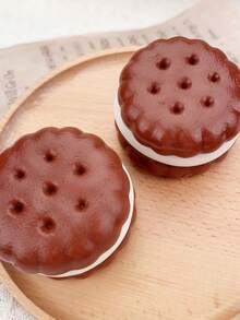 Chocolate Filled Cookie Watery Silicone Texture Squeeze Toy - Mud Texture Stress Relief Tool, Slow Rebound Design, Super Soft Watery Squeeze, Adult Venting Tool, Realistic Food Creative Squishy - Multicolor - View 8