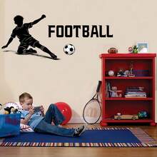 Football Player Wall Sticker, Soccer Silhouette Decal, Removable Sports Theme Home Decor - C - View 9