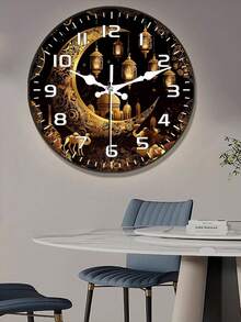 1 chiếc đồng hồ treo tường bằng gỗ im lặng 10/12 inch - Mặt đồng hồ tròn in 2D, kiểu dáng hiện đại tối giản sang trọng với thiết kế đèn lồng và kiến trúc, thích hợp cho phòng khách, nhà bếp, trang trí, chạy bằng pin (không bao gồm pin) - Nhiều màu - Xem 1
