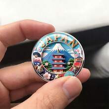 2DFLAT 日式文化主題不鏽鋼胸針，五層塔櫻花武士面具摺扇胸針，日式傳統風格徽章，衣物包包配件，創意飾品，個性化旅遊紀念禮物，精湛工藝胸針 - A - 查看 5