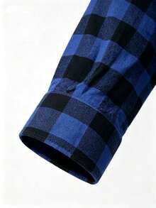 Men's Long-Sleeved Checkered Dress Shirt - Royal Blue - View 5
