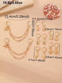 12pcs Fashionable Bohemian Ocean Series Shell, Starfish, Conch, Fish Decorative Shoe Clips - Gold - View 6