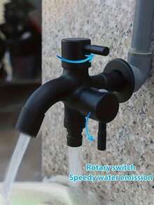 Heavy Duty Stainless Steel Dual Head Faucet, Multifunctional Irrigation Tap, Rust-Resistant Durable Metal Faucet With Separate Hot And Cold Control, Indoor And Outdoor Universal Use Faucet, G1/2 Metric Thread Connection, Equipped With Plug Valve, Wall-Mounted Design, Includes Installation Accessories, Suitable For Lawn Watering, Washing Machine, Shower, Bathtub And Garden Hose Connection, Modern Home Essential Accessory - Black - View 9