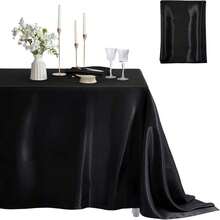1pc Multi-Color Satin Tablecloth, Wedding Decor Tablecloth, Party Decor Tablecloth - Black - View 8