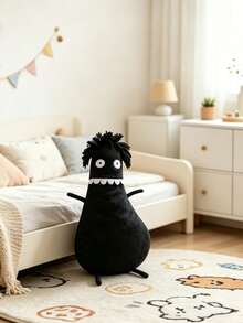 1pc 40cm/15.75in Small Head Monster Dark Humor Plush Doll, Black Weird Style Plush Doll, Humorous Ugly Cute Stuffed Doll, Gothic Horror Pillow, Unique Room Decor Friend Gift - Black - View 3