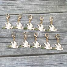 5 peças/10 peças Chaveiros de Pomba da Paz e Cartão de Agradecimento com Design Criativo de Pomba da Paz Branca, Adições Únicas para Carteira e Mochila, Presentes Únicos para Amigos e Família - Multicolorido - Visão 8