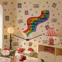 1pc Colorful Rainbow Book Quote Wall Sticker, Decorative Wall Decal For Children's Reading Corner, Waterproof Removable PVC Wall Sticker, Suitable For Classroom, Nursery, Study Room - View 3