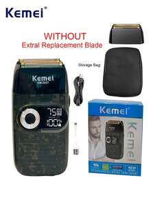 Kemei KM-2027 迷彩設計旅行刮鬍刀或戶外電動刮鬍刀，2合1 USB充電式電動刮鬍刀，LCD往復式刮鬍刀，大容量刮鬍刀，多功能男士鬍鬚刮鬍刀，男士生日禮物，熱銷刮鬍刀 - 軍綠色 - 查看 11