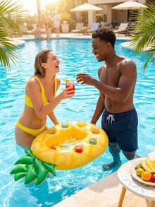 Inflatable Floating Drink Tray, Portable Pool Drink Float With Cup Holder, Essential For Adult Summer Pool Party And Beach, Tropical Party Decoration - Multicolor - View 2