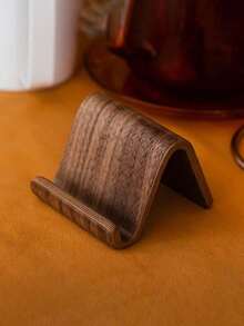 1-Piece Vintage Wooden Phone Stand, Suitable For Office Desk, Dining Table, Desk Or Office Decor, With Phone Storage Rack, Compatible With All Smartphones - Multicolor - View 3