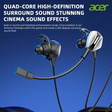 ACER OHR579 Gaming In‑Ear Wired Headphones, Detachable Folding Microphone, Type‑C & 3.5mm Dual Connectors, Surround Sound For Game Footsteps, Effective Noise Reduction, Built‑In EQ Settings, Low Latency Gaming Earbuds - View 3