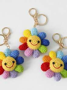 1pc Exquisite Handmade Sunflower Keychain, Fleece Hook Woven Product, Car Sunflower Key, Warm And Cute Gift, Suitable For Cars, Bag Pendants, Gifts For Relatives Or Friends, Suitable For Men And Women, Souvenirs, Gifts, Very Suitable For Valentine's Day - A - View 7