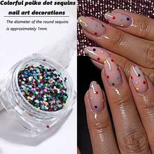 2pcs Colorful Nail Sequins Mini Round Sequins Polka Dot Nail Art Design Y2K Cute And Charming Nail Decoration Nail Salon Accessories Nail Supplies DIY Nail Charms - Multicolor - View 2