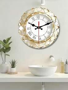 Jam Dinding Quartz Minimalis 2D 12 Inci, Dial Kristal Angka Romawi, Modis dan Tahan Lama, Cocok untuk Rumah, Kantor, Dapur, Ruang Makan, Kafe, Garasi, dan Dekorasi Lainnya - MultiWarna - View 9