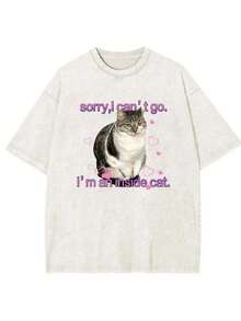 Humorous "I'm An Indoor Cat" T-Shirt By Y2K For Men And Women, Wacky Graphic T-Shirts, Funny T-Shirt Exchange - White - View 1