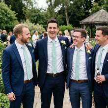 Set Of 5 Light Gray Formal Ties For Groomsmen, Weddings, Events, And Conferences - verde menta - Ver 2
