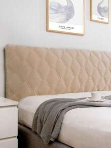 1pc Full Coverage Velvet Headboard Cover, Ultra Soft Headboard Cover, Ultra Soft Smooth Quilted Headboard Cover, Thickened Solid Color Bed Back Dust Cover - Grey - View 3