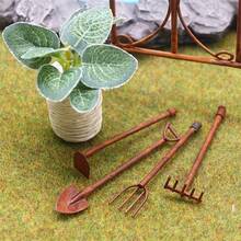 Mini Rusty Wrought Iron Gardening Tool Ornaments, Dollhouse Micro Landscape Garden Decor, Miniature Home Scene Accessories, Ideal Collectible Gift For Hobby Enthusiasts - A - View 3