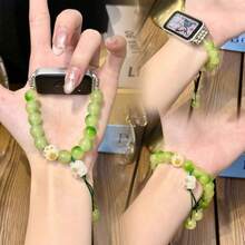 1件 極簡百搭冰晶珠飾設計錶帶 [適用於 配件]，可日常配戴或作為返校/畢業季飾品 - 2pc 串珠手鍊錶帶 - 查看 2