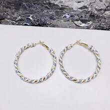 2PC Fashion  Denim Round Earrings, Fashion  Simple Earrings, Light Luxury, High-End Sense Of Versatility, Women's Party Banquets, Daily Versatility - 藏蓝色 - 查看 8