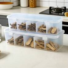 Five-Compartment Seasoning Box, Refrigerator Storage Box, Spice Compartment Storage Box, Kitchen Household Octagonal Cinnamon And Dried Chili Compartment Flip-Top Sealed Storage Box - Transparent - View 6