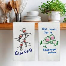 2PCS Kitchen Towels With Hand-Painted Pattern Print, 40*60cm Rectangular Microfiber Kitchen Towels, Dishcloths, Table Cloths, Hand Towels, Kitchen Decor, Housewarming Gift For Neighbors, Kitchen Napkins And Dishcloths, Home Decor - White - View 8