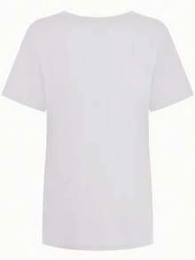 Women's Printed T-Shirt, Loose Fit, Plus Size, Round Neck, Casual, Short Sleeve, For Summer - White - View 3