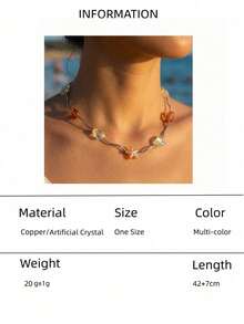 1pc Rainbow Color Geometric Beaded Necklace, Ocean Themed Summer Beach Jewelry, Multi-Layer Fashionable Necklace - Multicolor - View 9