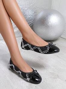 Ballet Shoes, Versatile Low-Top Soft Bottom Comfortable Lightweight Casual Shoes, Fashionable For Work And Everyday Wear, Spring/Summer/Autumn - Black and White - View 10