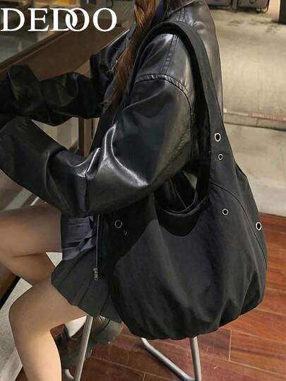 Dedoo 韩版尼龙独特设计女士单肩斜挎包，多功能时尚通勤休闲单肩包