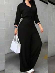 Pantalones negros de moda para mujer, con detalles de rayas con remaches y tirantes a los lados, tela tejida, sin estiramiento, adecuados para uso casual. Elegante - Rojo - Ver 6