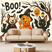 1pc Large Spooky Halloween Backdrop Banner For Pumpkin Decorations | Photo Backdrop For Halloween Indoor, Outdoor | Pumpkin Banner For Summerween Decoration - Style 12 120*80cm (47.24*31.5inch) - View 2