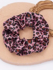 1pc Leopard Print Wide Edge Daily Wear Women Hair Scrunchie Ponytail Hair Ties Elastics Rubber Bands - Multicolor - View 6