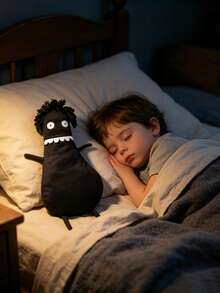 1pc 40cm/15.75in Small Head Monster Dark Humor Plush Doll, Black Weird Style Plush Doll, Humorous Ugly Cute Stuffed Doll, Gothic Horror Pillow, Unique Room Decor Friend Gift - Black - View 2