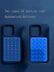 1pc 2-In-1 Suction Cup Phone Holder Case, Multi-Functional Silicone Adhesive Stand Shockproof Protective Cover For IPhone 17 16 15 14 13 12 Pro Max - Dark Blue - View 5