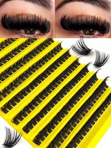 200pcs D Curl Voluminous False Eyelashes, 80D Lashes, D Curl 8-16mm Mixed Natural Eyelash Extensions, Curly Single Lashes, Thin Extension Lashes, Cartoon Style Appearance Lashes - D - View 1