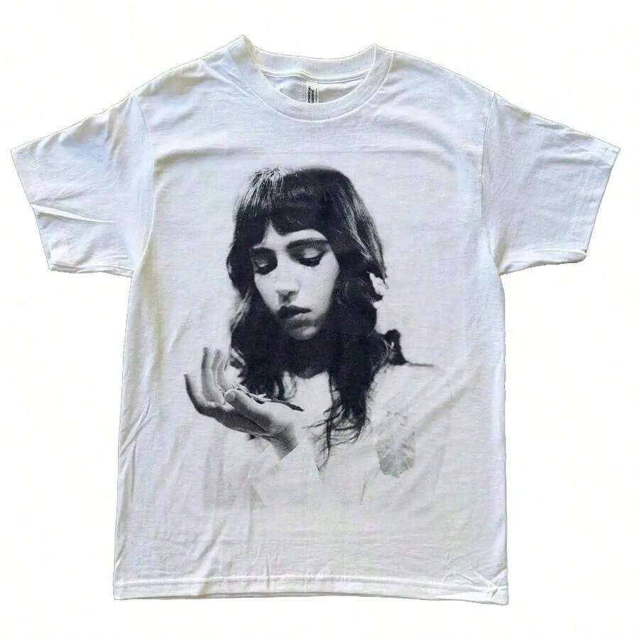 Clairo Jumbo Print T-Shirt - Unisex Graphic T-Shirt 100% Cotton Y2Y-Summer Clothes;Club Outfits For Women;Women Outdoor Clothing;Work Outfits For Women Y1RX - 白色 - 查看 1