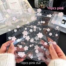 10pcs Cute Star Pattern Transparent Storage Bags, Aesthetic Gift Packaging Bags Suitable For Small Businesses, Photo Cards Jewelry Storage - Rectangle - View 11