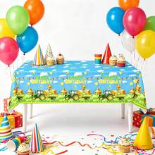 1/3PCS Tractor Party Tablecloth For Scarecrow Tractor Birthday Decorations, Farm Birthday Shower Party Farm Tractors Table Cover,54 X 108 In - Scarecrow Tractor Tablecloth - View 6
