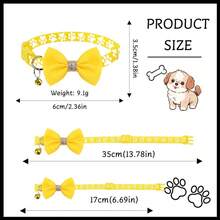 1 pieza Collar ajustable de 17-35cm con campana, lentejuelas, lazo y patrón de huella de pata, decoración de cinta para uso diario de gatos, perros y mascotas - Multicolor - Ver 3