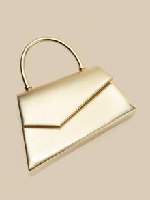 1 Piece White PU Material Flap Clutch Bag With Luxury Metal Decoration, Showing Fashion And Elegance, Suitable For Holding, Carrying, Wearing On The Shoulder Or Crossbody, P - 駝色 - 查看 7