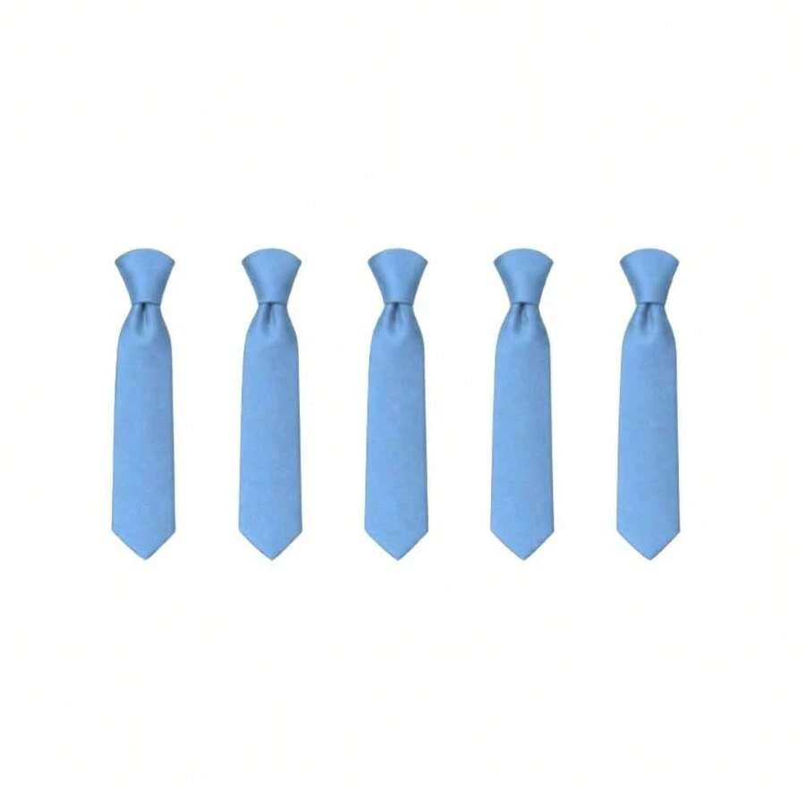Set Of 5 Light Gray Formal Ties For Groomsmen, Weddings, Events, And Conferences - 藍色寧靜號 - 查看 1
