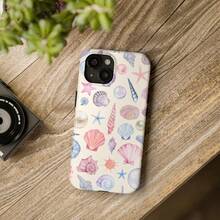 24h Shipping From DE Apple 17 16 15Pro Max PlusSeashells & Pearls Phone Case, Cute Beachy Aesthetic, Coastal Watercolor Collage, Feminine  Air Pro Max Plus,  Galaxy 23 24 25 26 - 1 Piece Of Picture Color - View 6