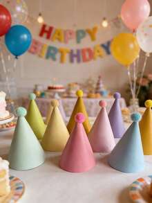 24/18/12/6/1pc Rainbow Theme Multicolor Birthday Party Hats Macaron Shaped Paper Birthday, Party, Anniversary Celebration Hats Gift - Multicolor - View 6