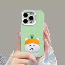 Oso Napo blanco con temática de zanahoria naranjafunda de teléfono Fundas compatibles con ,Apple,VIVO,OPPO,,, y Honor.Fabricadas en silicona TPU,ofrecen protección contra golpes y caídas.correa para celular - Blanco - Ver 4